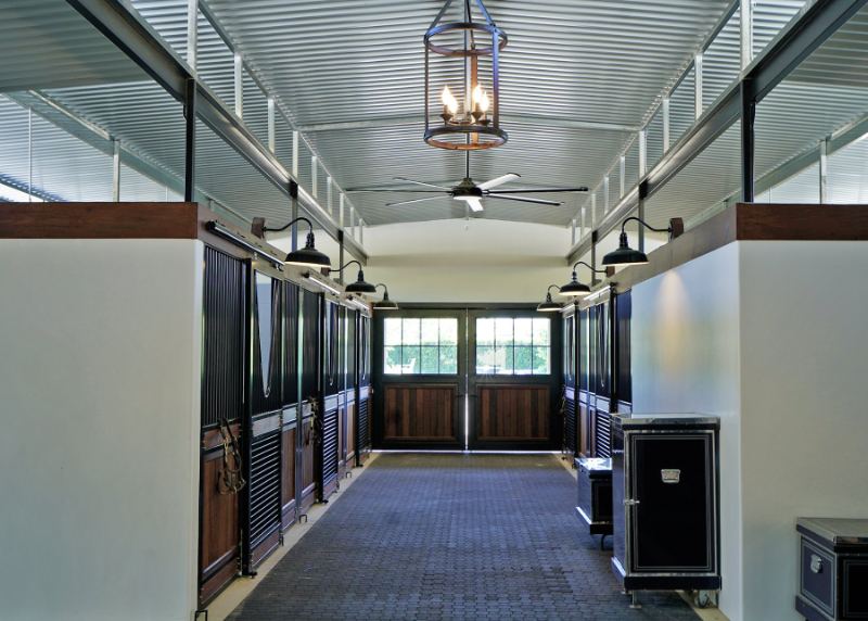 The main barn aisle at Sycamore Stables