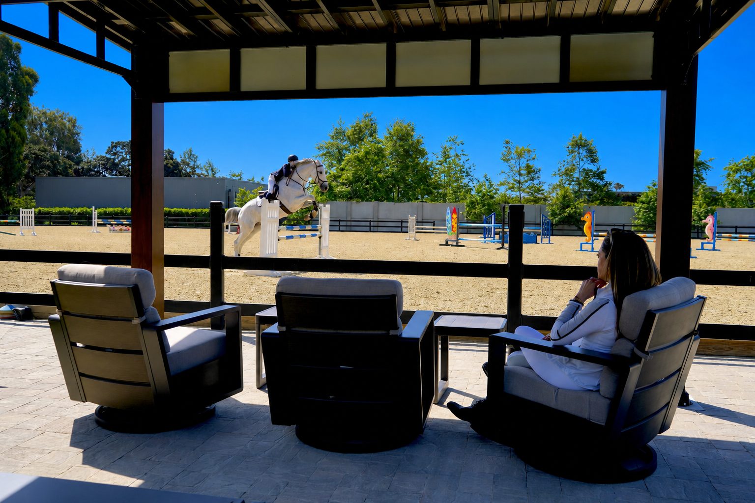 The viewing pavilion overlooking the arena